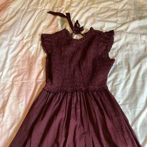 Gap cotton plum smocked midi dress